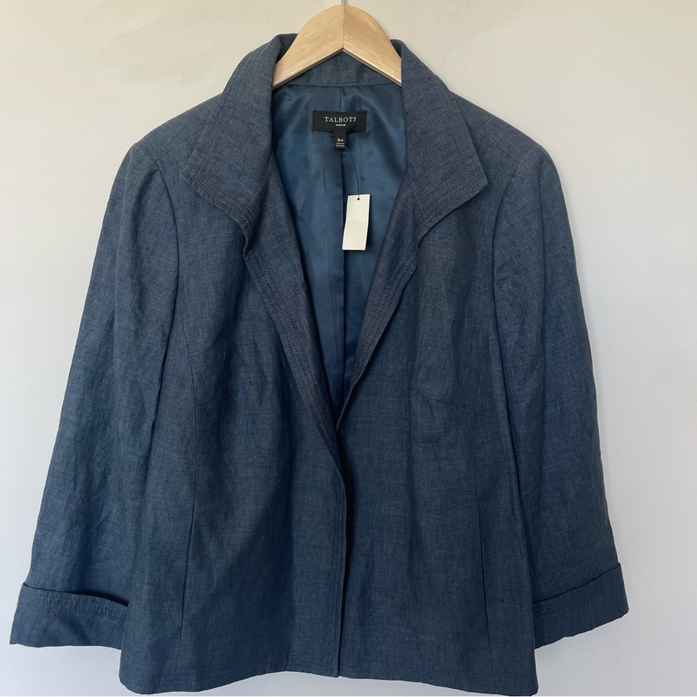 Talbots Blue Linen Blazer 16W